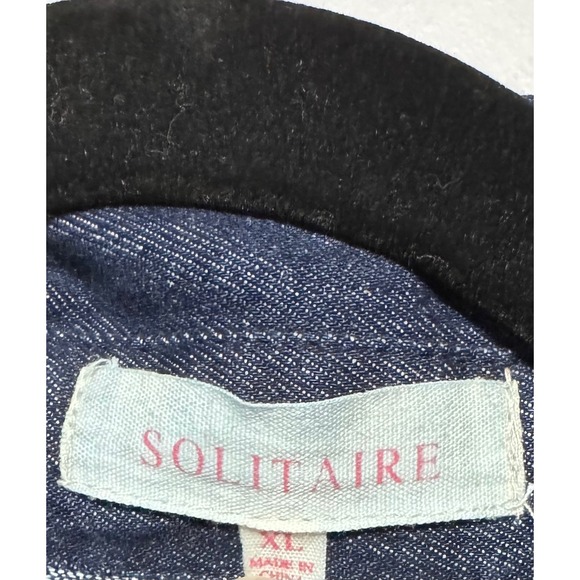 Solitaire Cottagecore Denim Maxi‎ Shirt Dress Size XL Embroidered Eyelet Western - Picture 5 of 8